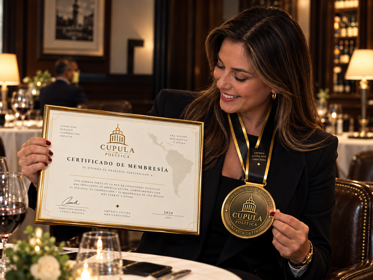 Certificado e medalha de membro fundador da Cúpula Política